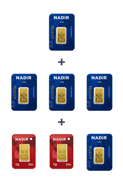 Nadir Gold 24 Ayar 14,5 Gram Külçe Altın (5 Adet 2,5 Gram Külçe Altın + 2 Adet 1 Gram Külçe Altın ) ürün görseli 1