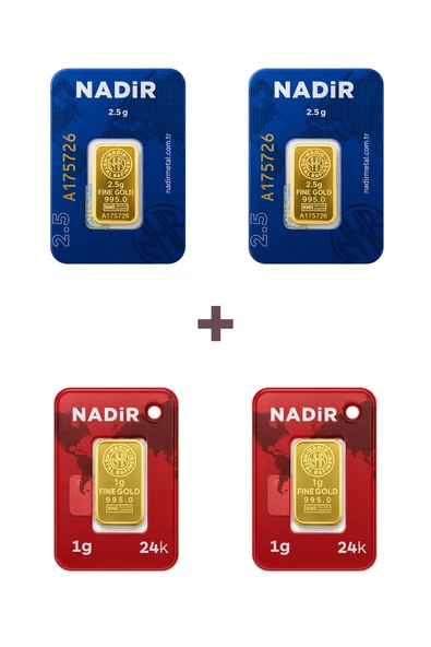Nadir Gold 24 Ayar 7 Gram Külçe Altın (2 Adet 2,5 Gram Külçe Altın + 2 Adet 1 Gram Külçe Altın ) ürün görseli 1