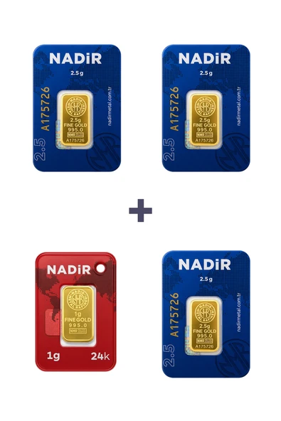 Nadir Gold 24 Ayar 8,5 Gram Külçe Altın (3 Adet 2,5 Gram Külçe Altın + 1 Adet 1 Gram Külçe Altın ) ürün görseli 1