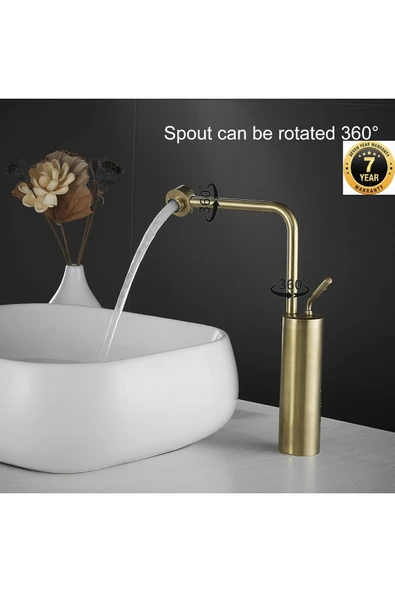 Banyo Çanak Lavabo Bataryası Yeni Model Tasarım Mat Gold Renk 7 Yıl Garantili İthal ürün görseli 1