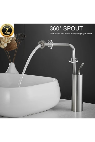 Banyo Çanak Lavabo Bataryası Yeni Model Tasarım Mat Krom Nikel Renk 7 Yıl Garantili İthal ürün görseli 1