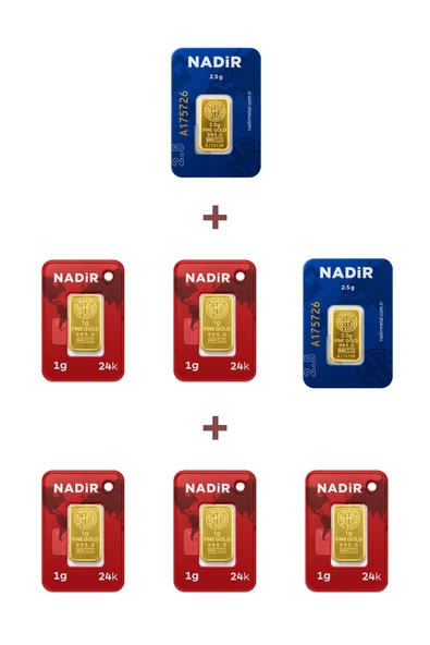 Nadir Gold 24 Ayar 10 Gram Külçe Altın (2 Adet 2,5 Gram Külçe Altın + 5 Adet 1 Gram Külçe Altın ) ürün görseli 1
