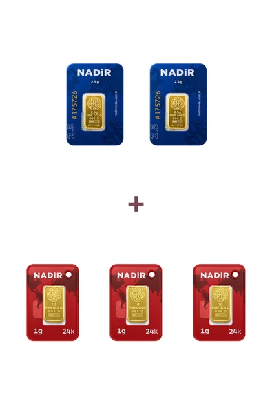 Nadir Gold 24 Ayar 8 Gram Külçe Altın (2 Adet 2,5 Gram Külçe Altın + 3 Adet 1 Gram Külçe Altın ) ürün görseli 1