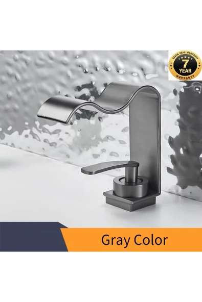 Banyo Lavabo Bataryası Yeni Kalp Model Şelale Antrasit Renk 7 Yıl Garantili İthal ürün görseli 1