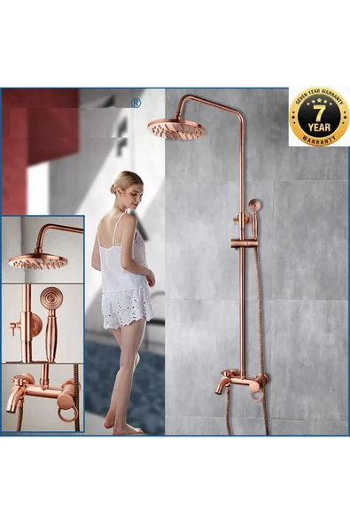 Banyo Bataryası Duş Seti Rose Bakır Yeni 3 Fonksiyonlu Model 7 Yıl Garantili İthal ürün görseli 1