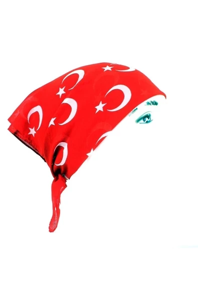 Askıcı Uniseks Türk Bayrağı Desenli Kırmızı Renk Çok Amaçlı Bandana ürün görseli 1