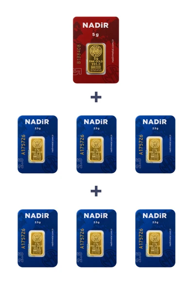 Nadir Gold 24 Ayar 20 Gram Külçe Altın (1 Adet 5 Gram Külçe Altın + 6 Adet 2,5 Gram Külçe Altın ) ürün görseli 1