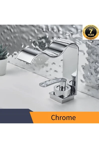 Banyo Lavabo Bataryası Yeni Kalp Model Şelale Krom Renk 7 Yıl Garantili İthal ürün görseli 1