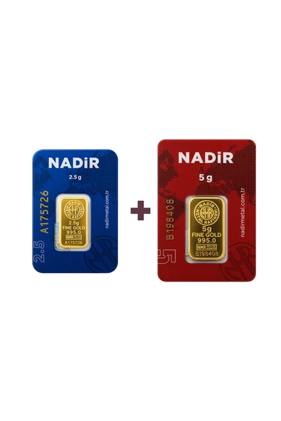 Nadir Gold 24 Ayar 7,5 Gram Külçe Altın (1 Adet 5 Gram Külçe Altın + 1 Adet 2,5 Gram Külçe Altın ) ürün görseli 1