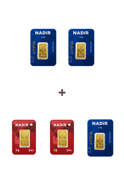Nadir Gold 24 Ayar 9,5 Gram Külçe Altın (3 Adet 2,5 Gram Külçe Altın + 2 Adet 1 Gram Külçe Altın ) ürün görseli 1