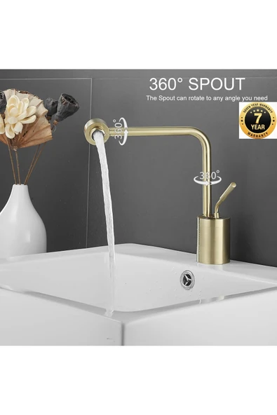 Banyo Lavabo Bataryası Yeni Model Tasarım Mat Gold Renk 7 Yıl Garantili İthal ürün görseli 1