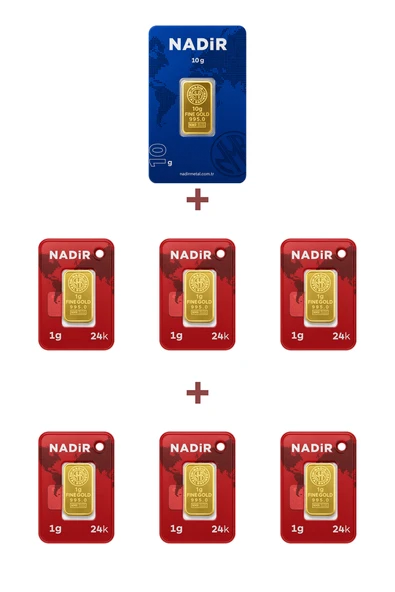 Nadir Gold 24 Ayar 16 Gram Külçe Altın (1 Adet 10 Gram Külçe Altın + 6 Adet 1 Gram Külçe Altın ) ürün görseli 1