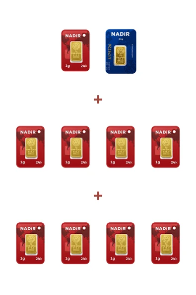 Nadir Gold 24 Ayar 11,5 Gram Külçe Altın (1 Adet 2,5 Gram Külçe Altın + 9 Adet 1 Gram Külçe Altın ) ürün görseli 1