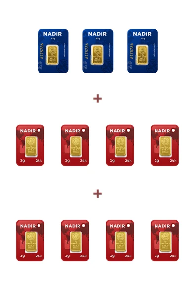 Nadir Gold 24 Ayar 15,5 Gram Külçe Altın (3 Adet 2,5 Gram Külçe Altın + 8 Adet 1 Gram Külçe Altın ) ürün görseli 1