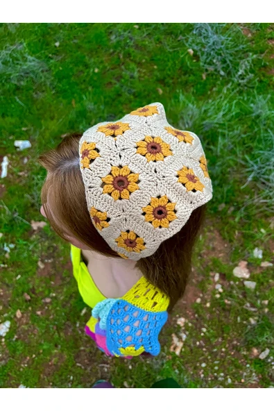 RA Design Ayçiçek örgü bandana ürün görseli 1