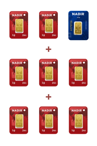 Nadir Gold 24 Ayar 10,5 Gram Külçe Altın (1 Adet 2,5 Gram Külçe Altın + 8 Adet 1 Gram Külçe Altın ) ürün görseli 1