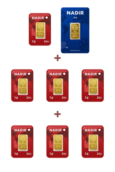 Nadir Gold 24 Ayar 17 Gram Külçe Altın (1 Adet 10 Gram Külçe Altın + 7 Adet 1 Gram Külçe Altın ) ürün görseli 1