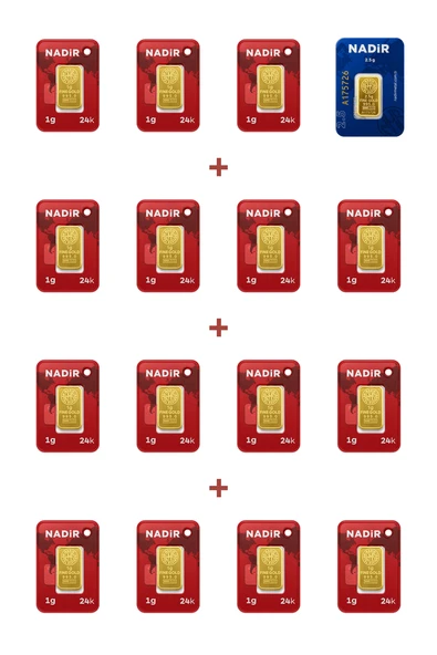 Nadir Gold 24 Ayar 17,5 Gram Külçe Altın (1 Adet 2,5 Gram Külçe Altın + 15 Adet 1 Gram Külçe Altın ) ürün görseli 1