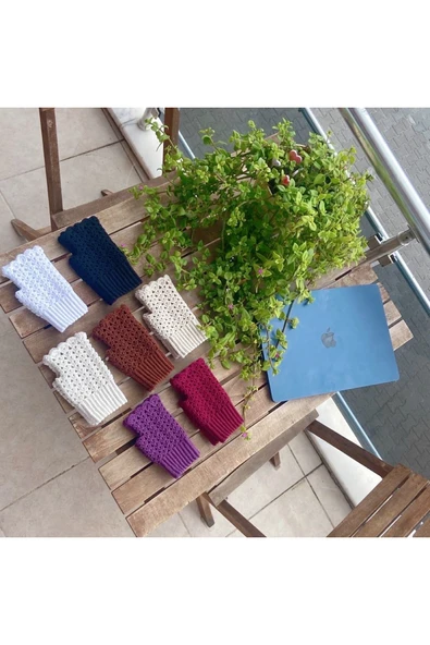 butiktia El örgüsü parmaksız eldiven - Resim 4