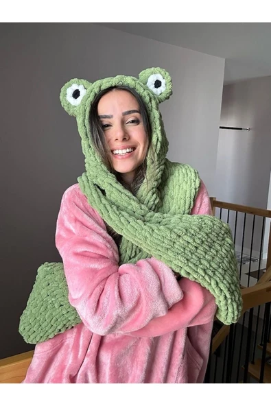 eksper hırdavat Alize Puffy Balaklava - Yeşil Kurbağa Balaklava Atkı-Bere ürün görseli 1