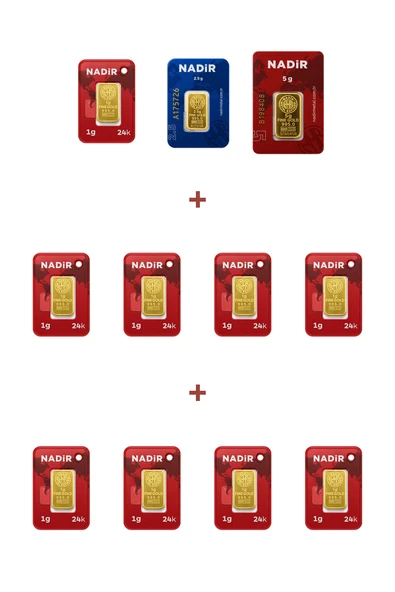 Nadir Gold 24 Ayar 16,5 Gram Altın (1 Ad 5 Gram Altın + 1 Ad 2,5 Gram Altın + 9 Ad 1 Gram Altın ) ürün görseli 1