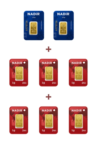 Nadir Gold 24 Ayar 11 Gram Külçe Altın (2 Adet 2,5 Gram Külçe Altın + 6 Adet 1 Gram Külçe Altın ) ürün görseli 1