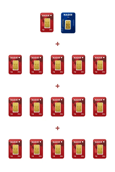 Nadir Gold 24 Ayar 18,5 Gram Külçe Altın (1 Adet 2,5 Gram Külçe Altın + 16 Adet 1 Gram Külçe Altın ) ürün görseli 1