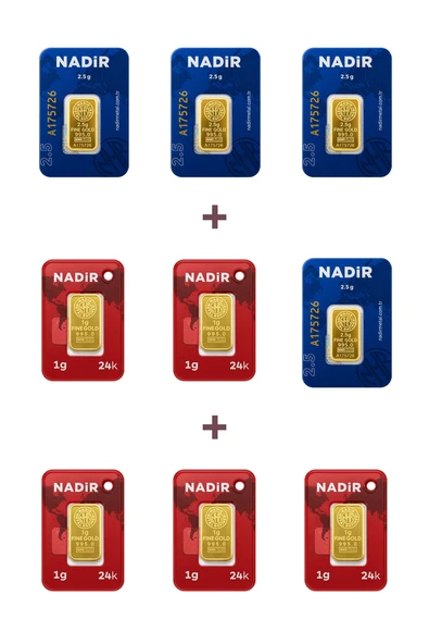 Nadir Gold 24 Ayar 15 Gram Külçe Altın (4 Adet 2,5 Gram Külçe Altın + 5 Adet 1 Gram Külçe Altın ) ürün görseli 1