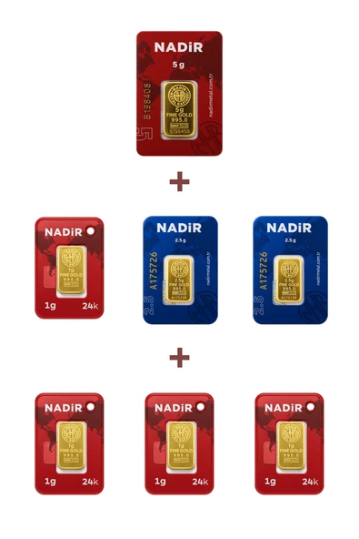 Nadir Gold 24 Ayar 14 Gram Altın (1 Ad 5 Gram Altın + 2 Ad 2,5 Gram Altın + 4 Ad 1 Gram Altın ) ürün görseli 1