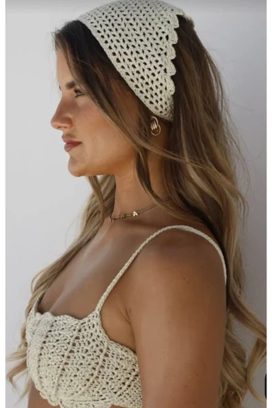 Zess store El örgüsü kroşe bandana ürün görseli 1