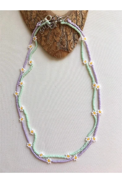 Handmade Minimal Papatya Ikili Kolye Seti ürün görseli 1