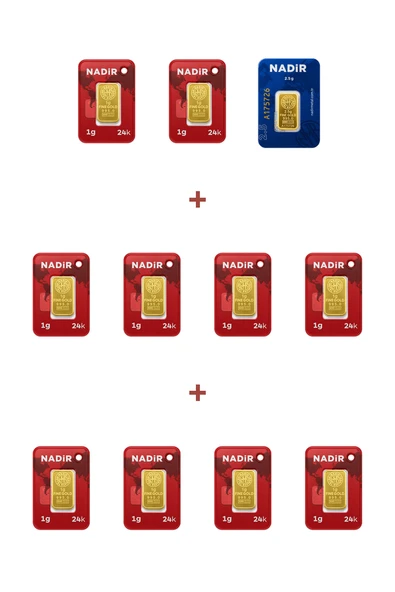 Nadir Gold 24 Ayar 12,5 Gram Külçe Altın (1 Adet 2,5 Gram Külçe Altın + 10 Adet 1 Gram Külçe Altın ) ürün görseli 1