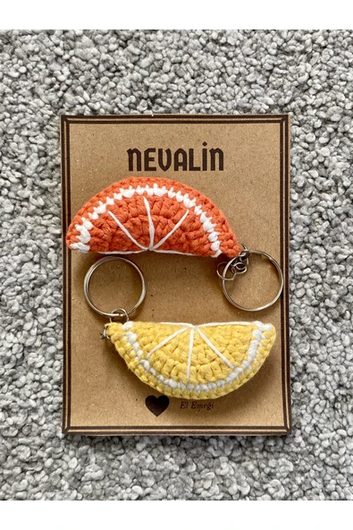 Nevdusha Design Limon Ve Portakal Dilimli Örgü Anahtarlık ürün görseli 1