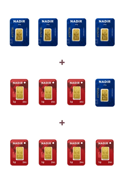 Nadir Gold 24 Ayar 19,5 Gram Külçe Altın (5 Adet 2,5 Gram Külçe Altın + 7 Adet 1 Gram Külçe Altın ) ürün görseli 1