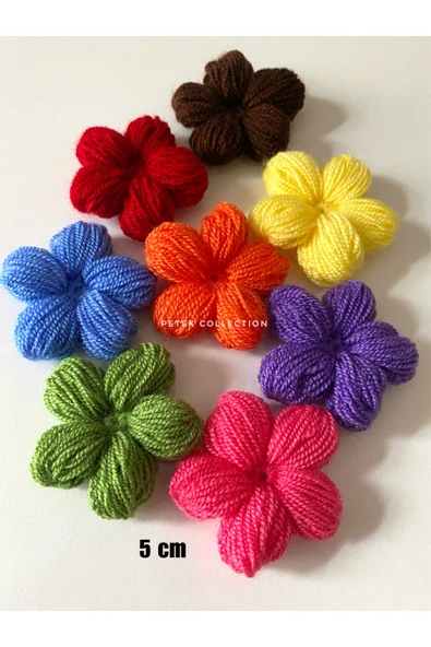 Petek Collection Örgü Papatya Renkli Çiçek Motifler (10’lu paket) ürün görseli 1