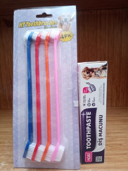 Hobi Toothpaste Kedi Ve Köpekler İçin Diş Macunu 100 Gr+4'LÜ DİŞ FIRÇA SETİ ürün görseli 1