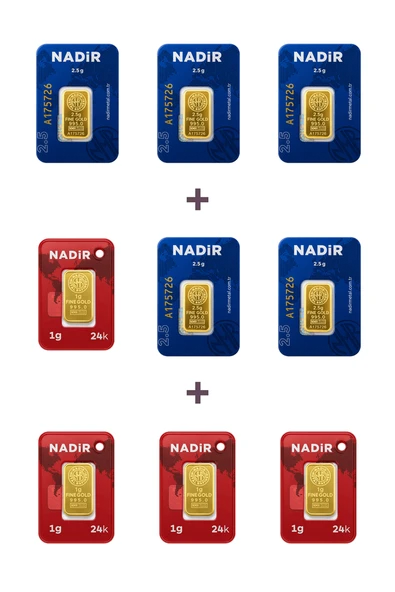 Nadir Gold 24 Ayar 16,5 Gram Külçe Altın (5 Adet 2,5 Gram Külçe Altın + 4 Adet 1 Gram Külçe Altın ) ürün görseli 1