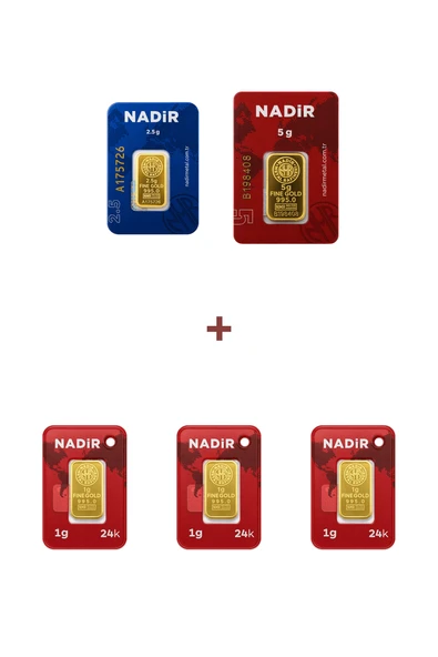 Nadir Gold 24 Ayar 10,5 Gram Altın (1 Ad 5 Gram Altın + 1 Ad 2,5 Gram Altın + 3 Ad 1 Gram Altın ) ürün görseli 1