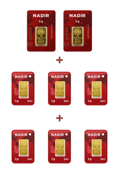 Nadir Gold 24 Ayar 16 Gram Külçe Altın (2 Adet 5 Gram Külçe Altın + 6 Adet 1 Gram Külçe Altın ) ürün görseli 1