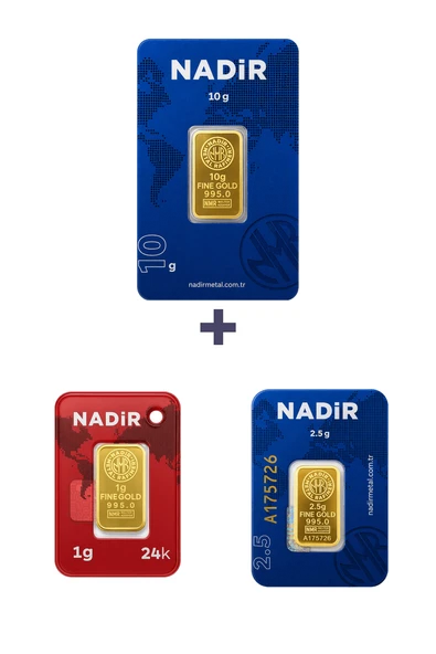 Nadir Gold 24 Ayar 13,5 Gram Altın (1 Ad 10 Gram Altın + 1 Ad 2,5 Gram Altın + 1 Ad 1 Gram Altın ) ürün görseli 1