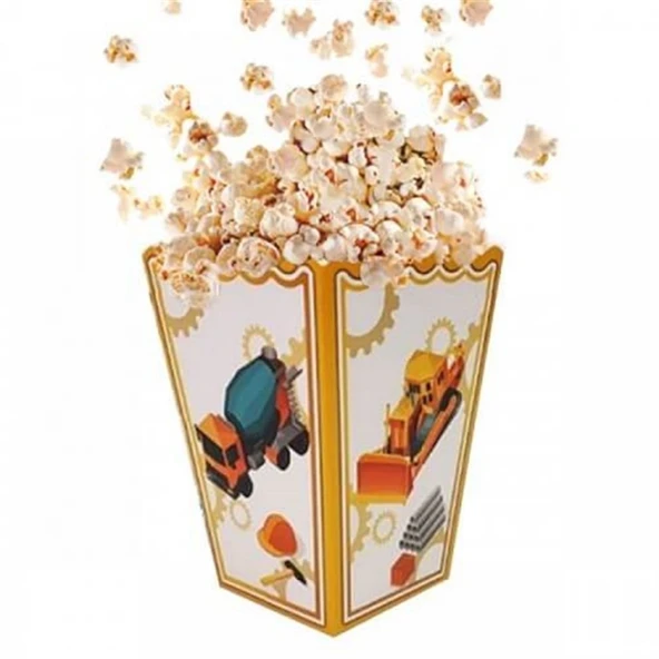 Pop Corn Mısır Kutusu İnşaat Temalı 8 Adet ürün görseli 1