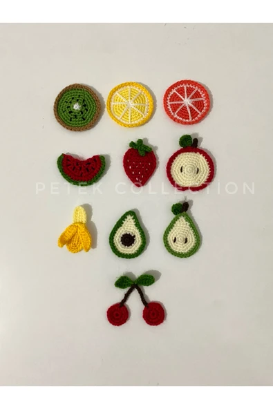 Petek Collection Meyveler örgü motif aplikeler (10 lu paket) ürün görseli 1