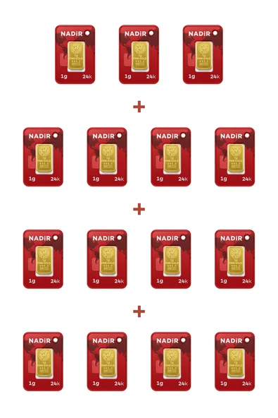 Nadir Gold 24 Ayar 15 Gram Külçe Altın (15 Adet 1 Gram Külçe Altın ) ürün görseli 1