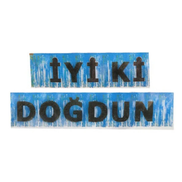 İyiki Doğdun Banner Püsküllü Metalize Mavi P1 ürün görseli 1