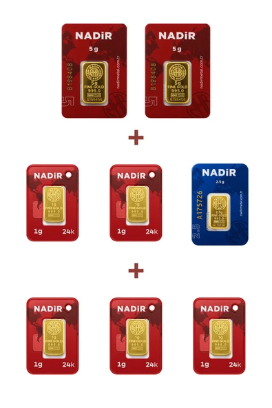 Nadir Gold 24 Ayar 17,5 Gram Altın (2 Ad 5 Gram Altın + 1 Ad 2,5 Gram Altın + 5 Ad 1 Gram Altın ) ürün görseli 1
