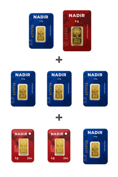 Nadir Gold 24 Ayar 19,5 Gram Altın (1 Ad 5 Gram Altın + 5 Ad 2,5 Gram Altın + 2 Ad 1 Gram Altın ) ürün görseli 1