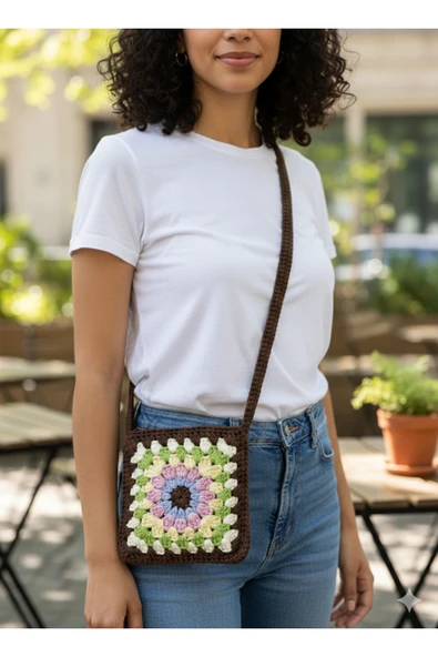 Lapka Design El Örgüsü Motifli Omuz Çantası ürün görseli 1