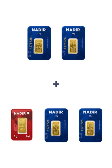 Nadir Gold 24 Ayar 11 Gram Külçe Altın (4 Adet 2,5 Gram Külçe Altın + 1 Adet 1 Gram Külçe Altın ) ürün görseli 1