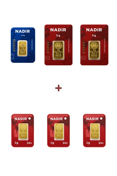Nadir Gold 24 Ayar 15,5 Gram Altın (2 Ad 5 Gram Altın + 1 Ad 2,5 Gram Altın + 3 Ad 1 Gram Altın ) ürün görseli 1