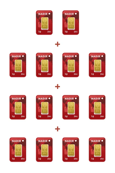 Nadir Gold 24 Ayar 14 Gram Külçe Altın (14 Adet 1 Gram Külçe Altın ) ürün görseli 1